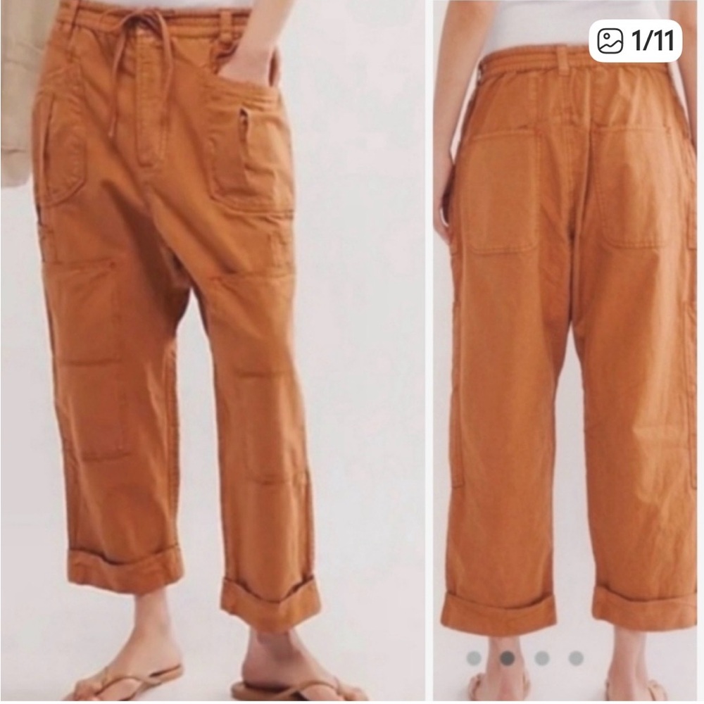 Free People Too True Cuffed Carpenter Trousers Harem Pants